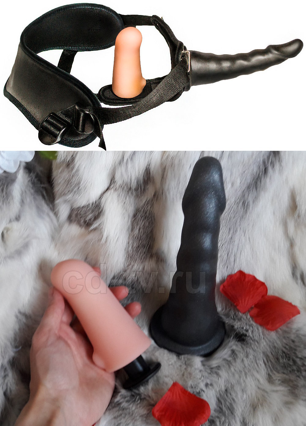 страпон с анальной насадкой