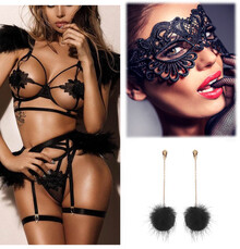 Готовый образ №100: комплект белья, маска, серьги