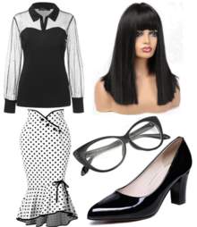 Готовый образ №190: блуза, юбка, туфли, очки, парик