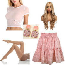 Готовый образ №369: блузка, юбка, парик, колготки, клипсы