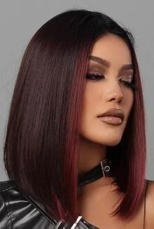 Парик каре в темно-вишневом оттенке