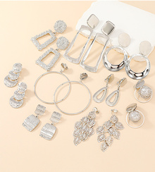 Набор серебристых клипс 9 видов