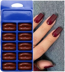 Темно-бордовые накладные ногти 