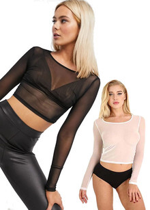 Прозрачный топ с длинным рукавом