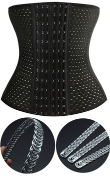 Дышащий пояс для утягивания талии на 6 крючков (черный)